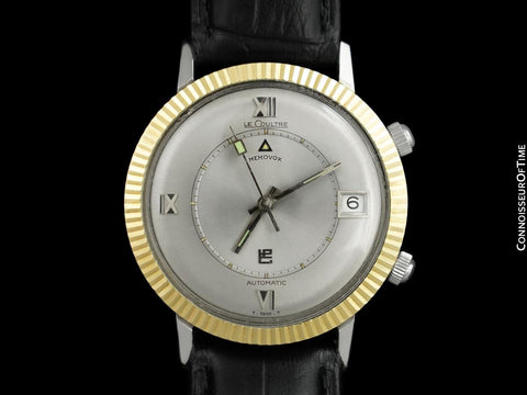 1970's Jaeger-LeCoultre Large Vintage Mens Memovox Alarm Reveil, Automatic - Stainless Steel & Solid 14K Gold