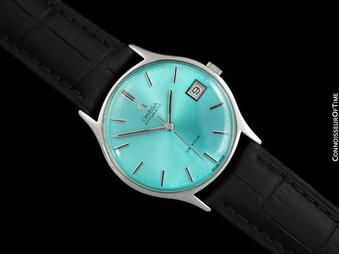 1970 Omega De Ville Vintage Mens Automatic Watch with Tiffany Blue Dial - Stainless Steel