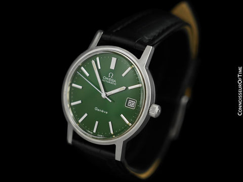 1973 Omega Geneve Vintage Mens Automatic Watch with Emerald Green Dial - Stainless Steel