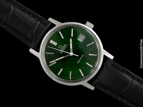 1973 Omega Geneve Vintage Mens Automatic Watch with Emerald Green Dial - Stainless Steel