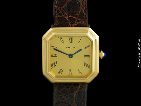 1970's Cartier Ceinture Vintage Mens Midsize Unisex Mechanical Watch - Solid 18K Gold