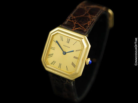 1970's Cartier Ceinture Vintage Mens Midsize Unisex Mechanical Watch - Solid 18K Gold