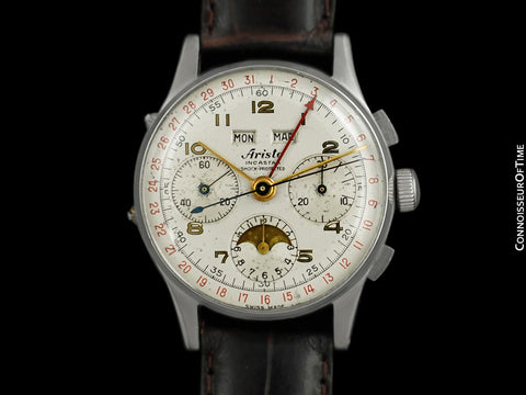 1950's Aristo Vintage Triple Calendar Chronograph, Stainless Steel - The Chronodato with Moonphase