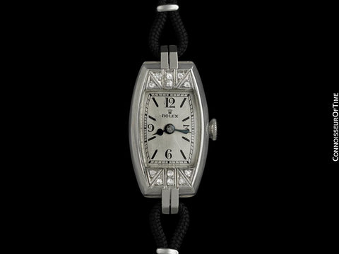 1930's Rolex Exquisite Ladies Vintage Art Deco Watch - 14K White Gold & Diamonds