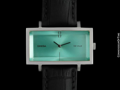 1971 Omega De Ville Mens "Emerald" Modern Watch By Andrew Grima with Tiffany Blue Dial - Stainless Steel
