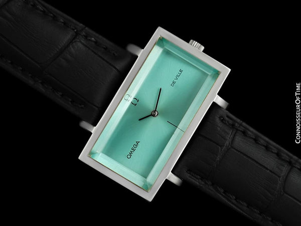1971 Omega De Ville Mens "Emerald" Modern Watch By Andrew Grima with Tiffany Blue Dial - Stainless Steel