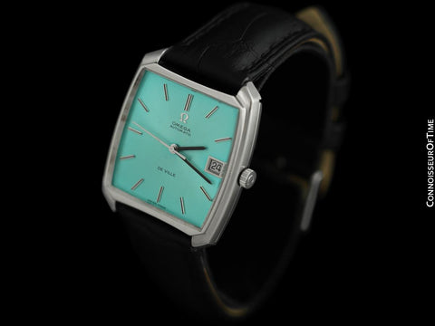 1970 Omega De Ville Vintage Mens Automatic Dress Watch with Tiffany Blue Dial - Stainless Steel