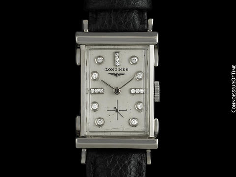 1952 Longines Vintage Mens Watch - 14K White Gold & Diamonds - The Advocate