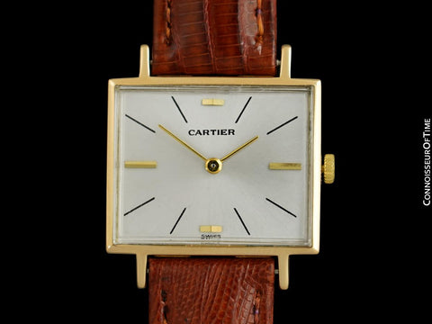 1960's Cartier Vintage Mens Mechanical "TV" Shaped Dress Watch - Solid 18K Gold