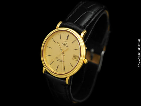 1980 Omega Constellation Mens Vintage Quartz Accuset Watch - 18K Gold Plated & Stainless Steel