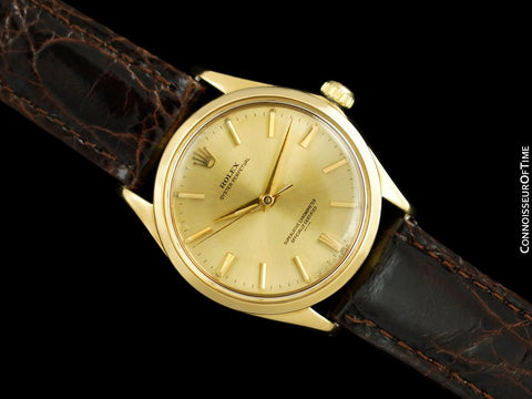1963 Rolex Oyster Perpetual Vintage Mens Watch with Rare Underline Dial - 18K Gold