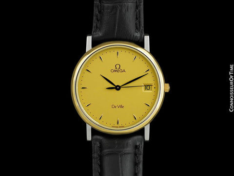 1998 Omega Vintage De Ville Mens Watch with Date - Stainless Steel & Solid 18K Gold