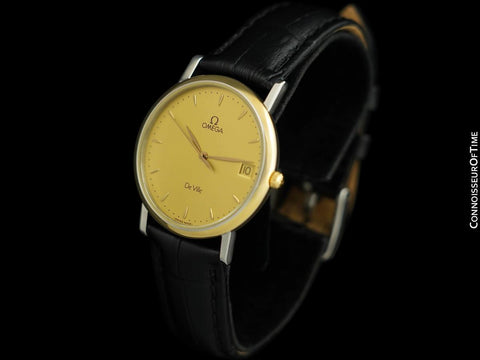 1998 Omega Vintage De Ville Mens Watch with Date - Stainless Steel & Solid 18K Gold