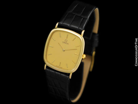 1989 Omega De Ville Mens Midsize Ultra Thin Dress Watch - 18K Gold Plated & Stainless Steel