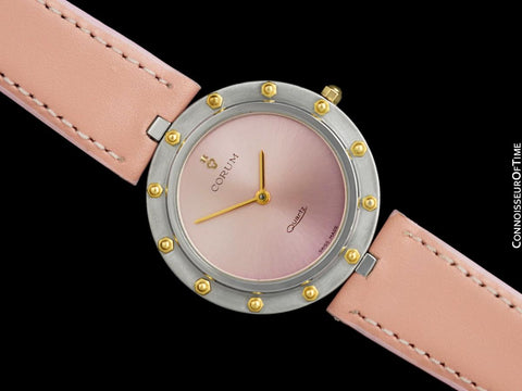 Corum Clipper Club Full Size Ladies 2-Tone Quartz Watch with Pink Dial - Stainless Steel & 18K Gold