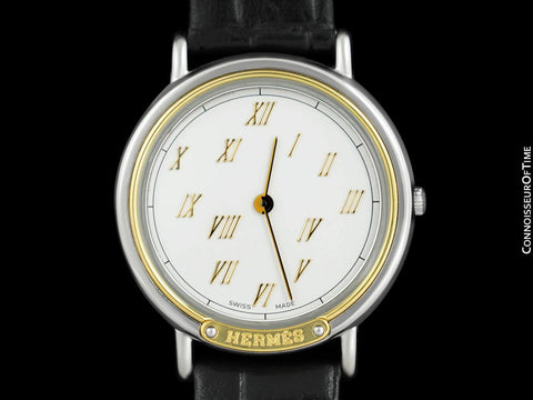 Hermes Meteore Mens Luxury Watch - Stainless Steel & Solid 18K Gold