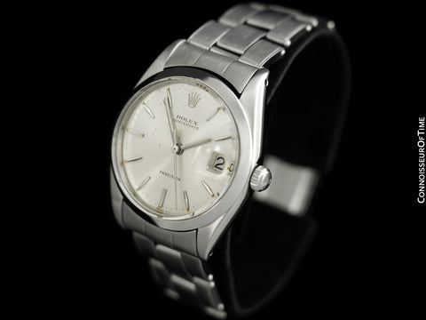 1966 Rolex Vintage Mens Oysterdate Date Watch, Silver Dial - Stainless Steel