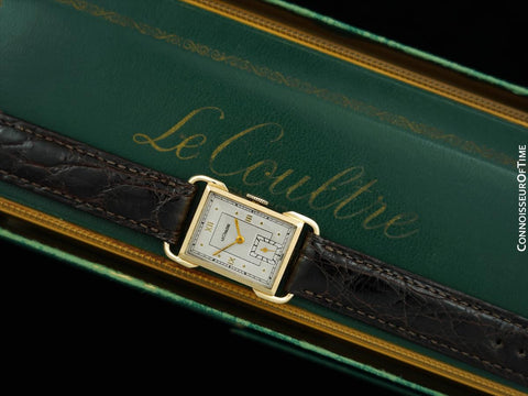 1945 Jaeger-LeCoultre Vintage Mens Art Deco Dress 14K Gold Watch - Box & Papers