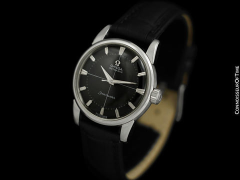 1960 Omega Seamaster Mens Vintage Calatrava Automatic Watch with Crosshair Dial - Stainless Steel