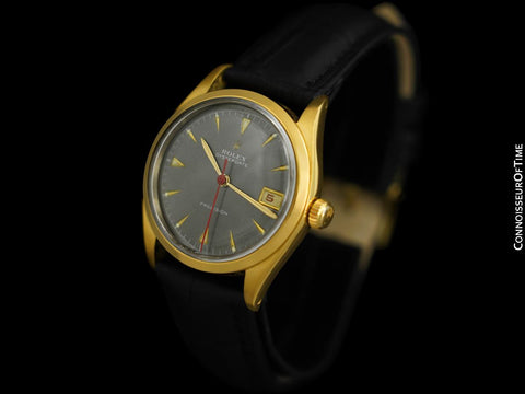 1953 Rolex Vintage Mens Classic Oysterdate Ref. 6294 Red Date Watch - Gold Plated & Stainless Steel