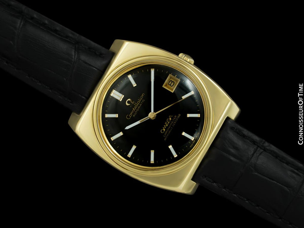 1970 Omega Constellation Mens Large Automatic Chronometer Watch 14K Gold Cap Stainless Steel