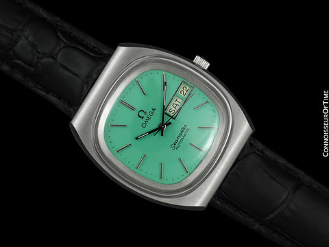 1982 Omega Seamaster Vintage Mens Automatic, Day Date Watch with Mint Green Dial -  Stainless Steel