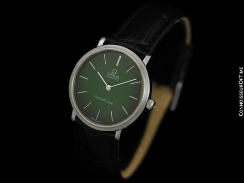 1976 Omega Constellation Mens Vintage Quartz Accuset Watch with Green Vignette Dial - Stainless Steel