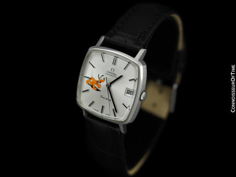 1974 Omega De Ville Vintage Mens Automatic Dress Watch with Disney's Pluto Dog - Stainless Steel