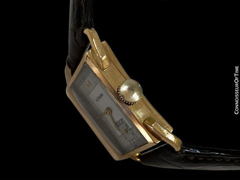 1945 Jaeger-LeCoultre Vintage Mens Art Deco Dress 14K Gold Watch - Box & Papers