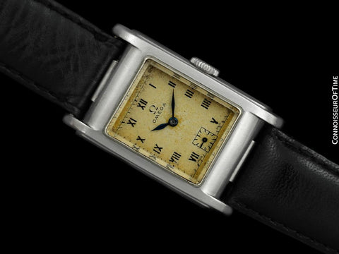 1935 Omega "Deluxe Marine" Standard Rare Early Waterproof Patented Case Watch - Stainless Steel