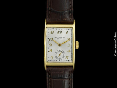 1960's Patek Philippe Vintage Mens Rectangular Watch with Bregeut Dial - 18K Gold