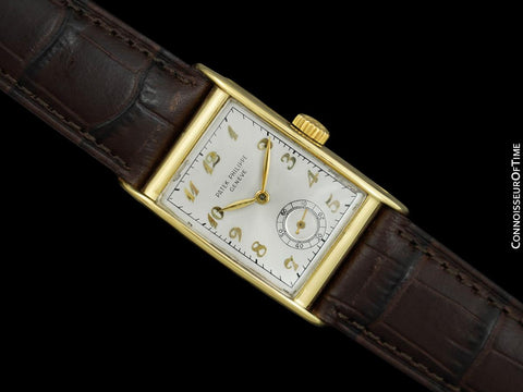 1960's Patek Philippe Vintage Mens Rectangular Watch with Bregeut Dial - 18K Gold