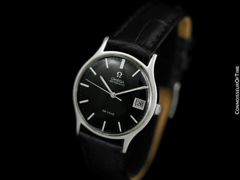 1970 Omega De Ville Vintage Mens Automatic Black Dial Watch - Stainless Steel