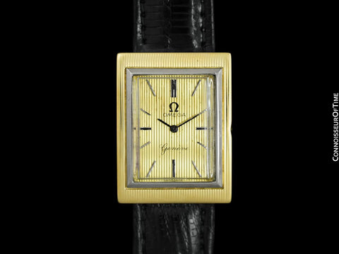 1963 Omega De Ville Vintage Mens "Tuxedo" Dress Watch with Striking Design - 18K Gold