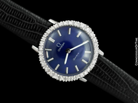 1974 Omega Geneve Vintage Ladies Handwound Watch - Stainless Steel & Diamonds