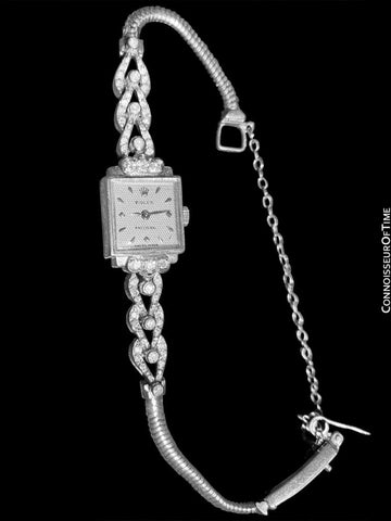 1950's Rolex Ladies Vintage Cocktail Watch - 18K White Gold & Diamonds