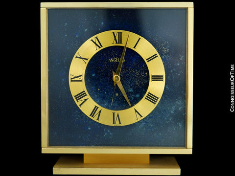 Owned & Used By Jerry Lewis - 1970 Angelus Brass & Lapis Desk Clock with Alarm and Inscription to Mr. Lewis