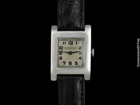 1909 Patek Philippe Vintage Art Deco Mens Midsize Watch with Period Case - Platinum