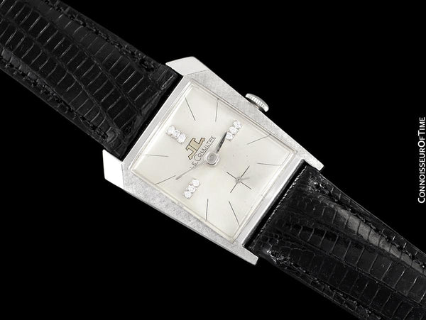 1965 Jaeger-LeCoulter Vintage Mens Asymmetrical Watch - 14K White Gold & Diamonds