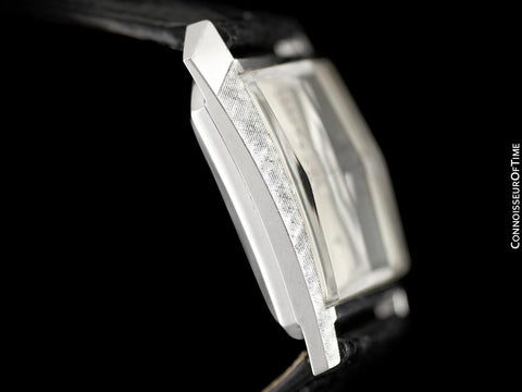 1965 Jaeger-LeCoulter Vintage Mens Asymmetrical Watch - 14K White Gold & Diamonds