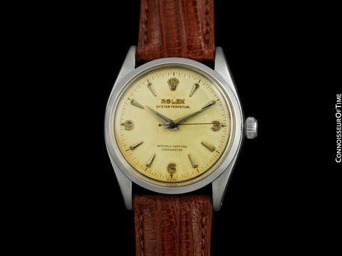 1957 Rolex Oyster Perpetual Uncommon Vintage Mens Ref. 6564 Watch with Tropical Dial - Stainless Steel
