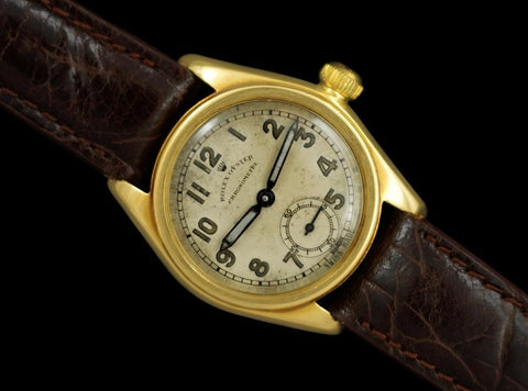 1938 Rolex Early Oyster Chronometer Vintage Mens Midsize Watch - 18K Gold