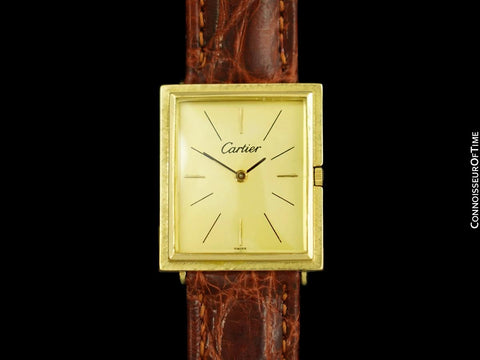 1960's Cartier Vintage Mens "Collection Privee" Level Dress Watch - Solid 18K Gold