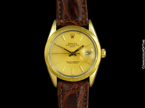 1985 Rolex Oyster Perpetual Date Ref. 15505 Mens Quick-Setting 14K Gold & Stainless Steel Gold Shell Watch - Papers & Boxes