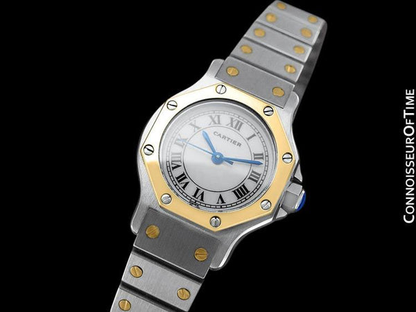 Cartier Santos Octagon Ladies Stainless Steel & 18K Gold Watch, Automatic - Papers