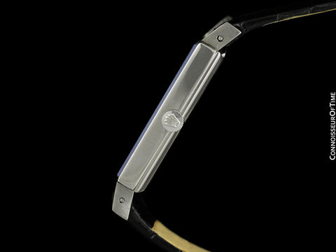 1969 Rolex Cellini Vintage Mens Handwound Rectangular Watch, Ref. 3834 - 18K White Gold