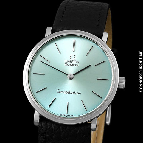 1976 Omega Constellation Mens Vintage Quartz Accuset Watch with Tiffany Blue Dial - Stainless Steel