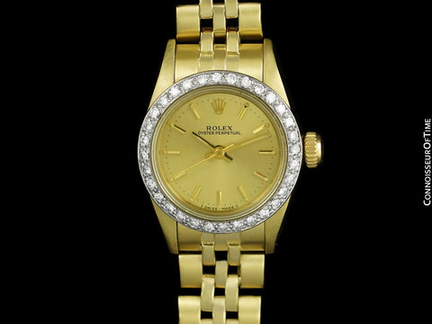 Rolex Ladies Oyster Perpetual 67197 Watch - 14K Gold & Diamonds