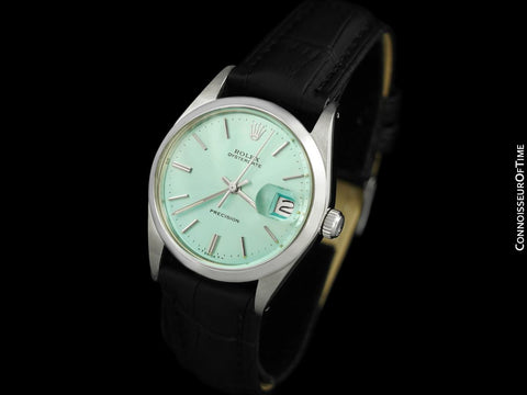 1966 Rolex Oysterdate Vintage Mens Tiffany Blue Dial Watch with Date - Stainless Steel
