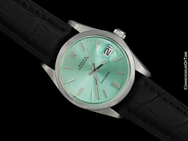 1966 Rolex Oysterdate Vintage Mens Tiffany Blue Dial Watch with Date - Stainless Steel